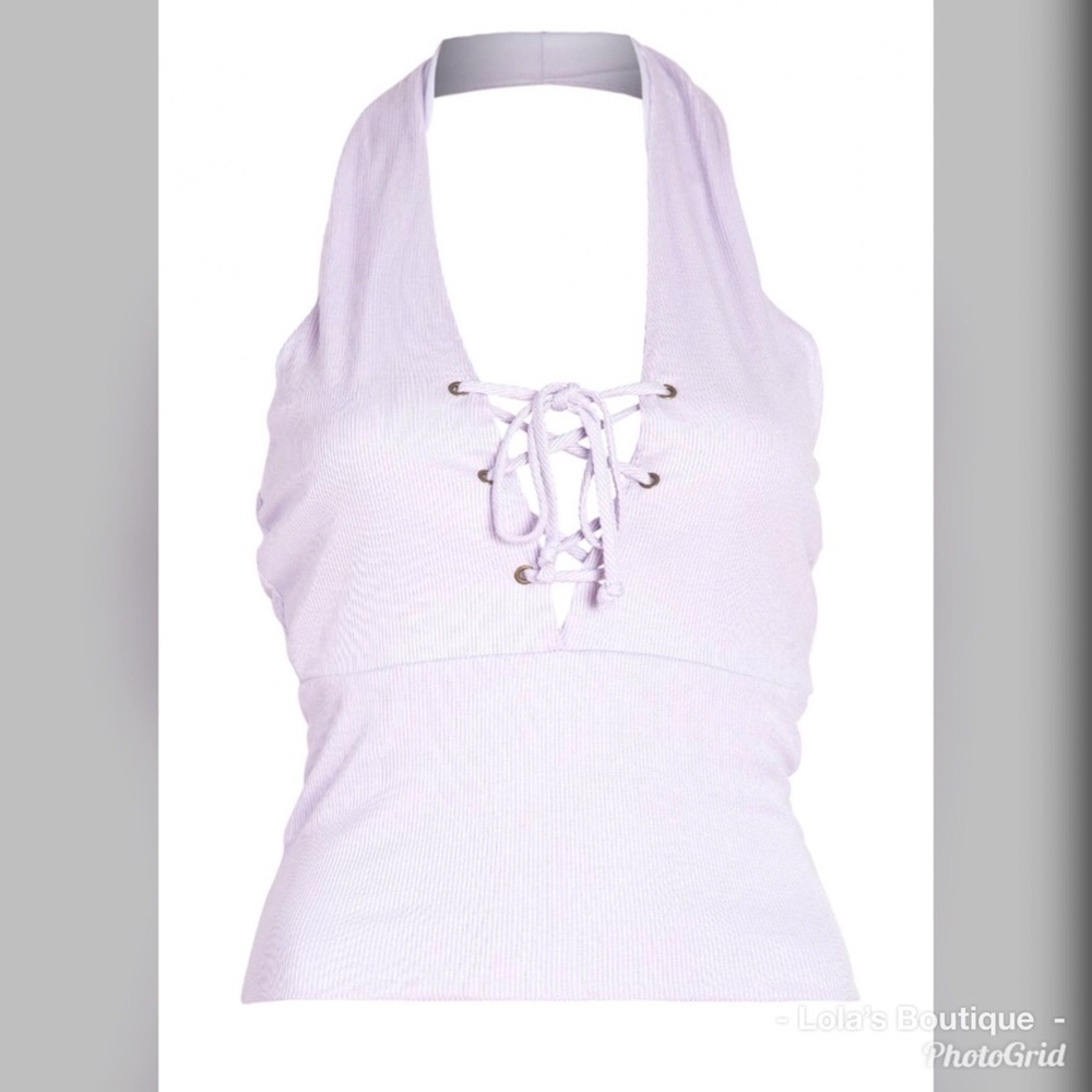 Lavender Ribbed Halter Top - Picture 5 of 5